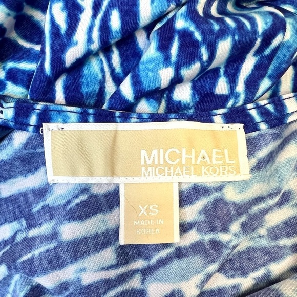 Michael Kors Asymmetrical Draped Royal Tie Dye Print Maxi Dress - Picture 10 of 12